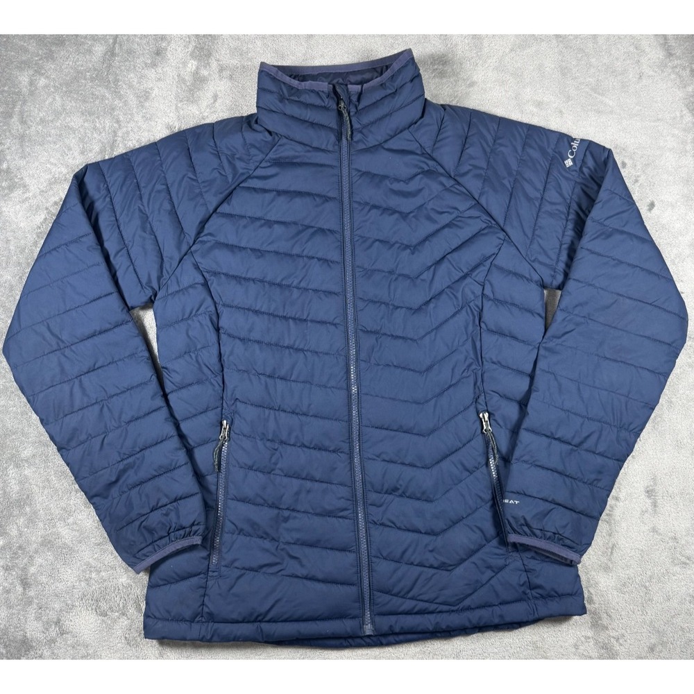Columbia Powder Lite Omni-Heat Jacket Womens Large Blue Puffer Coat 1699061